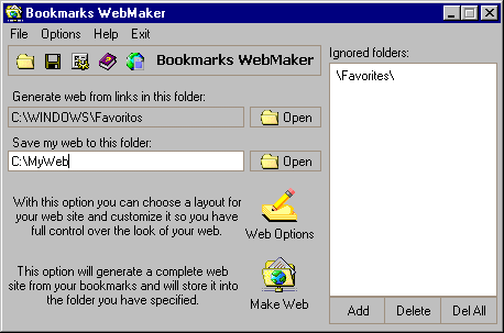 Bookmarks WebMaker Screenshot